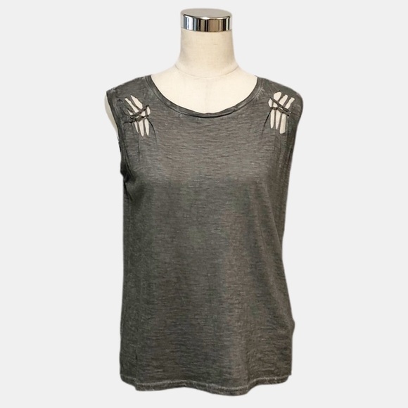 NWT Gray Burnout Distressed Muscle Tank Sz S - Picture 1 of 10